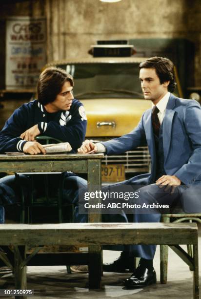 Elaine's Strange Triangle" which aired on December 10, 1980. TONY DANZA;JOHN DAVID CARSON