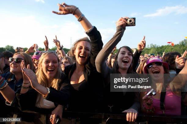 Festival goers on the first day of Pinkpop Festival on May 28, 2010 in Landgraaf, Netherlands.