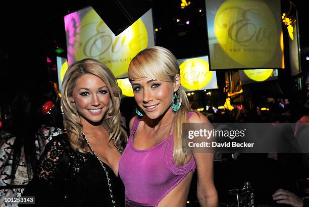 Playboy Playmates Kelly Carrington and Sara Jean Underwood pose during the Bunny Bash at the Eve nightclub at Crystals at CityCenter early May 29,...