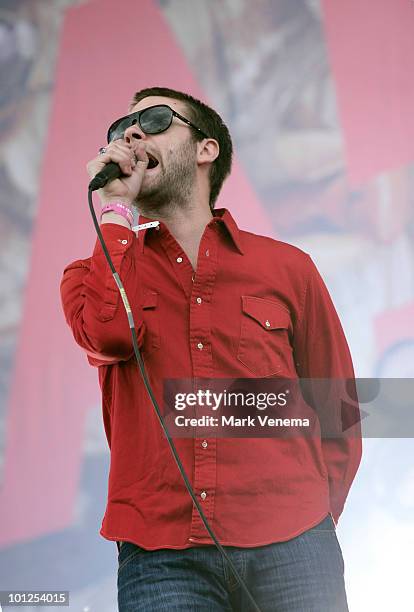 Tom Meighan of Kasabian performs live at day 1 of the Pinkpop Festival on May 28, 2010 in Landgraaf, Netherlands.