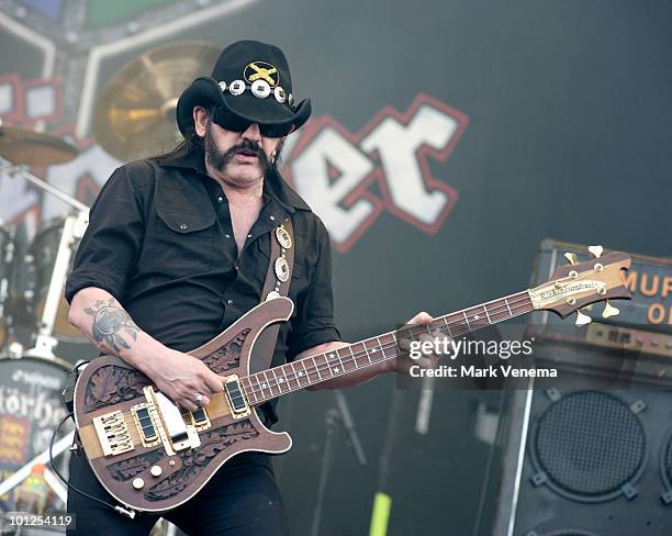 Lemmy Kilmister of Motorhead performs live at day 1 of the Pinkpop Festival on May 28, 2010 in Landgraaf, Netherlands.