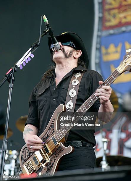 Lemmy Kilmister of Motorhead performs live at day 1 of the Pinkpop Festival on May 28, 2010 in Landgraaf, Netherlands.