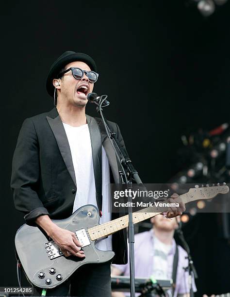 Dougy Mandagi of The Temper Trap performs live at day 1 of the Pinkpop Festival on May 28, 2010 in Landgraaf, Netherlands.