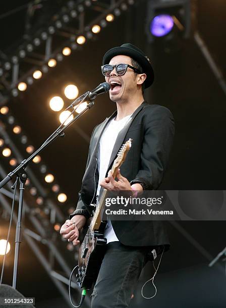 Dougy Mandagi of The Temper Trap performs live at day 1 of the Pinkpop Festival on May 28, 2010 in Landgraaf, Netherlands.