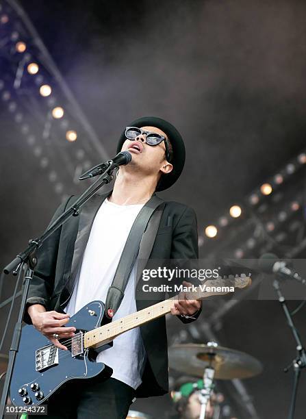 Dougy Mandagi of The Temper Trap performs live at day 1 of the Pinkpop Festival on May 28, 2010 in Landgraaf, Netherlands.