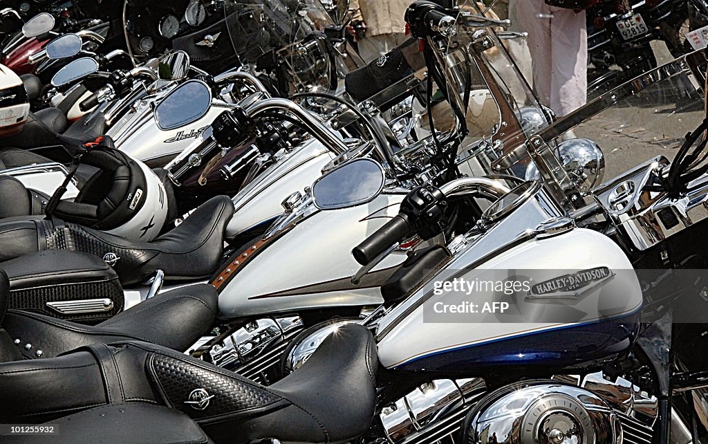 Bikes are parked after a parade during t