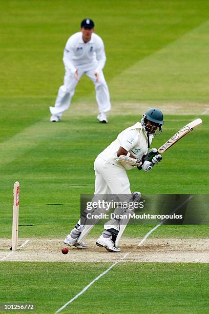 Shakib Al Hasan of Bangladesh hits out during day 3 of the 1st npower Test between England and Bangladesh played at Lords on May 29, 2010 in London,...