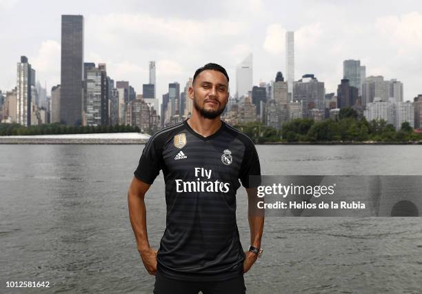 Keylor Navas of Real Madrid poses during the new third kit launch on August 6, 2018 in New York, NY.