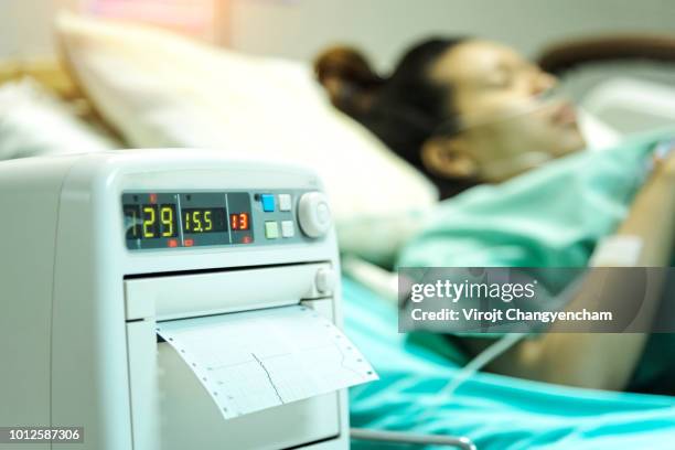 patient asian pregnant woman drip receiving a saline solution and oxygenation on the bed before delivery - receiving blood stock pictures, royalty-free photos & images