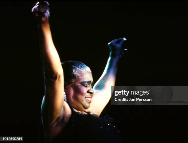 American blues singer Linda Hopkins performing at North Sea Jazz Festival, The Hague, Netherlands, July 1991.