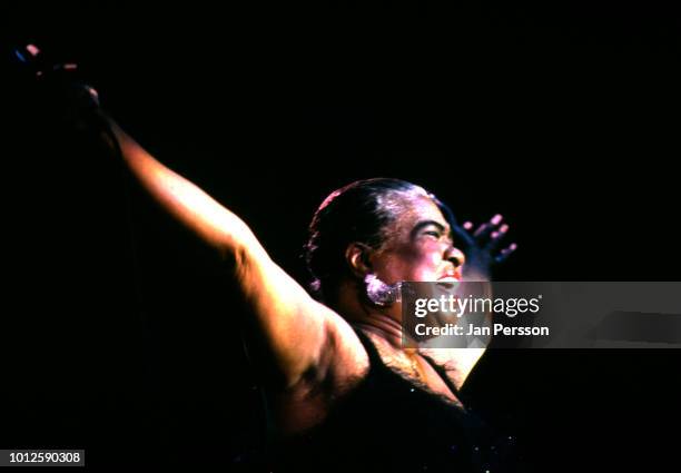 American blues singer Linda Hopkins performing at North Sea Jazz Festival, The Hague, Netherlands, July 1991.