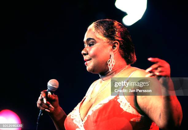 American blues singer Linda Hopkins performing at North Sea Jazz Festival, The Hague, Netherlands, July 1992.