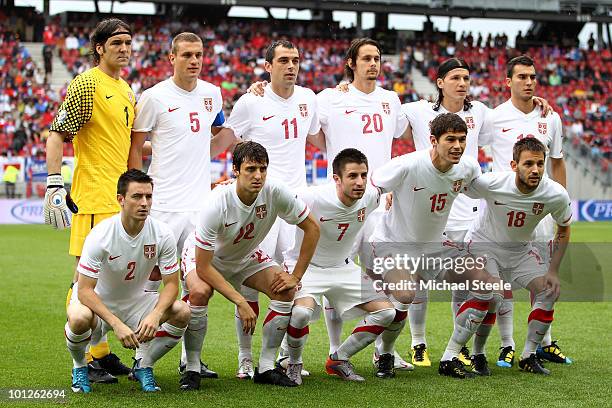 Serbia team group during the New Zealand v Serbia International Friendly match at the Hypo Group Arena on May 29, 2010 in Klagenfurt, Austria.