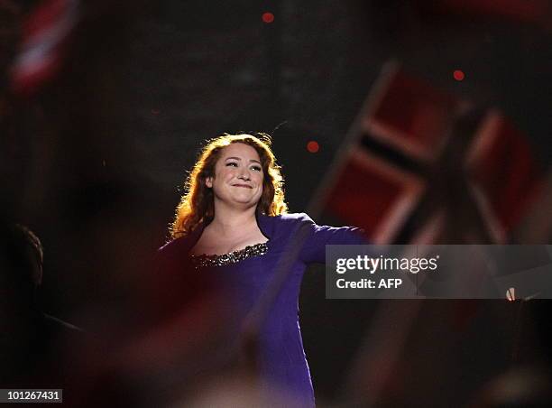 Ireland's Niamh Kavanagh performs the song "It's For You" during the Eurovision Song Contest 2010 final at the Telenor Arena in Baerum, near Oslo,...