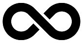 infinity symbol black - simple with discontinuation - isolated - vector
