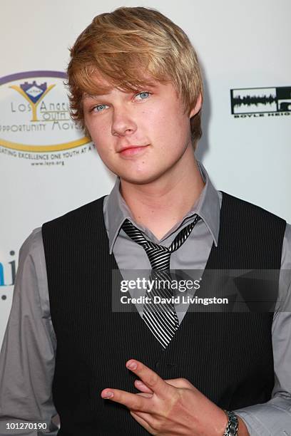 Actor Austin Anderson attends the 4th Annual Community Awards Red Carpet Gala at the Boyle Heights Technology Youth Center on May 28, 2010 in Los...