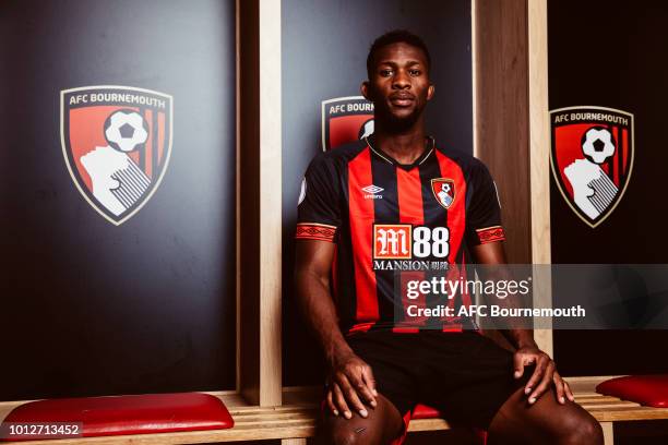 Bournemouth new signing Jefferson Lerma poses at the Vitality Stadium on August 7, 2018 in Bournemouth, England.