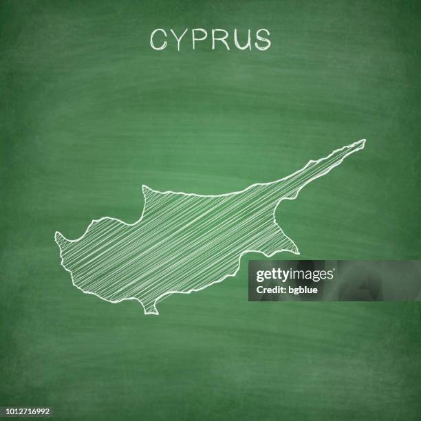 cyprus map drawn on chalkboard - blackboard - cyprus stock illustrations