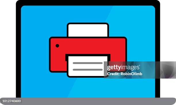 printer laptop - printing out stock illustrations