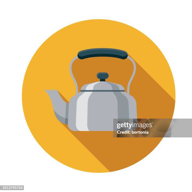 kettle flat design united kingdom icon - boiling kettle stock illustrations