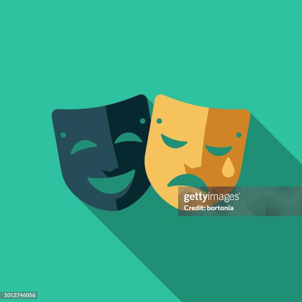 illustrazioni stock, clip art, cartoni animati e icone di tendenza di theatre flat design icona del regno unito - theatrical masks