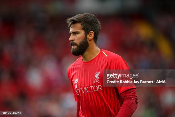Allison Becker of Liverpool during the pre-season friendly between Liverpool and Torino at Anfield on August 7, 2018 in Liverpool, England.