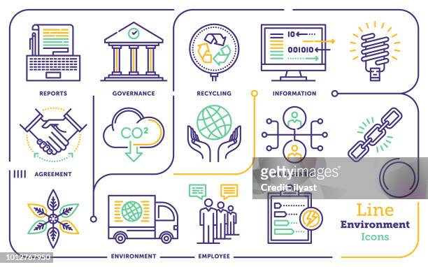 environment line icon set - politics and government stock illustrations