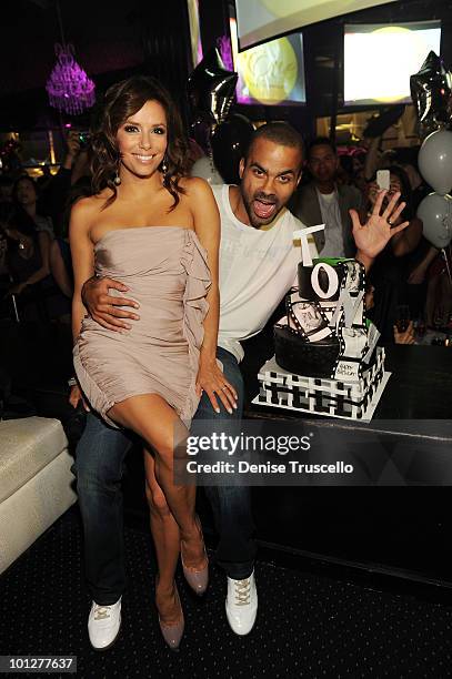 Eva Longoria Parker and Tony Parker celebrate Tony Parker's birthday at Eve Nightclub at Crystals at CityCenter on May 29, 2010 in Las Vegas, Nevada.