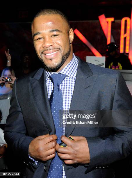 Mixed martial artist Rashad Evans appears at the UFC 114 after party at the Tabu Ultra Lounge following his victory over Quinton "Rampage" Jackson by...