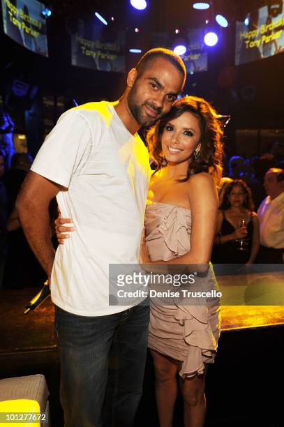 Tony Parker and Eva Longoria Parker attend Eve Nightclub at Crystals at CityCenter on May 29, 2010 in Las Vegas, Nevada.
