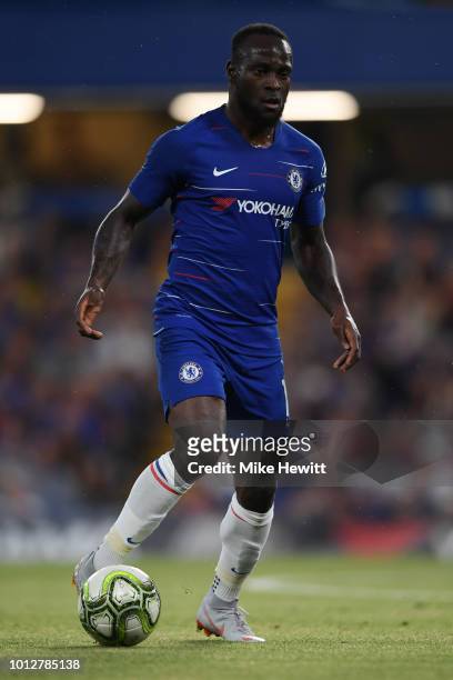 Victor Moses of Chelsea in action during the pre-season friendly match between Chelsea and Lyon at Stamford Bridge on August 7, 2018 in London,...