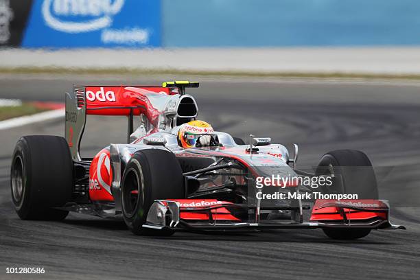 Lewis Hamilton of Great Britain and McLaren Mercedes drives on his way to winning the Turkish Formula One Grand Prix at Istanbul Park on May 30 in...