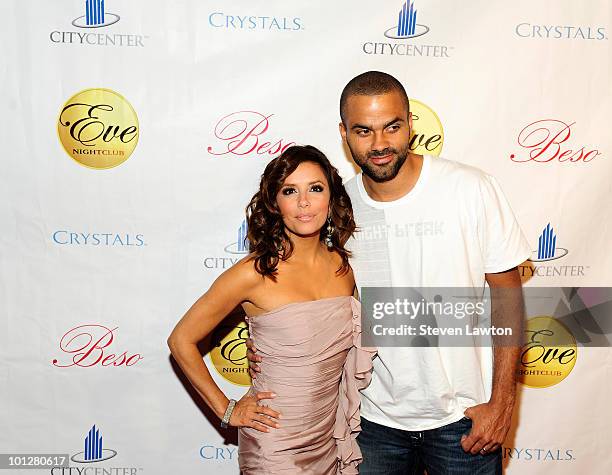 Television personality Eva Longoria Parker and Tony Parker attend a birthday bash for Tony Parker at Eve Nightclub on May 29, 2010 in Las Vegas,...