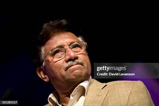 Pervez Musharraf , former President of Pakistan, discusses the volatility of the region, on stage at The Hay Festival on May 30, 2010 in Hay-on-Wye,...