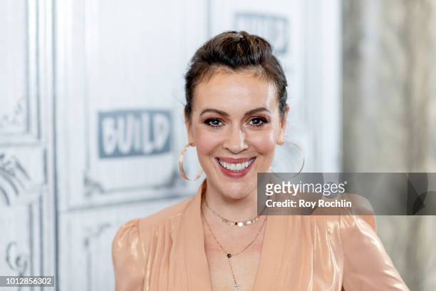 Alyssa Milano discusses "Insatiable" with the Build Series at Build Studio on August 7, 2018 in New York City.