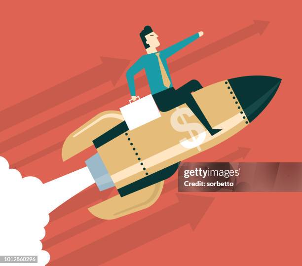 uptrend - businessman - space ship control stock illustrations