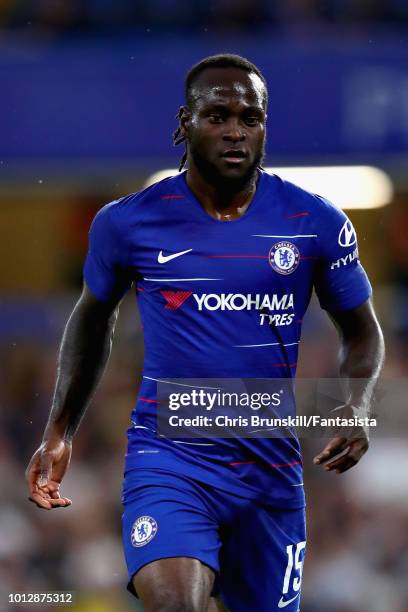 Victor Moses of Chelsea in action during the pre-season friendly match between Chelsea and Olympique Lyonnais at Stamford Bridge on August 7, 2018 in...