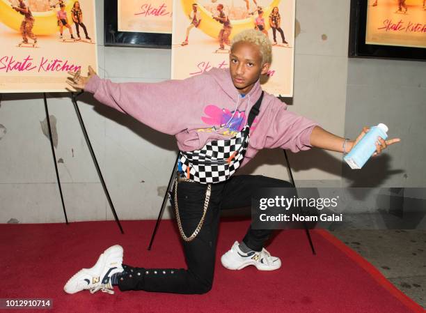 Jaden Smith attends the "Skate Kitchen" New York premiere at IFC Center on August 7, 2018 in New York City.