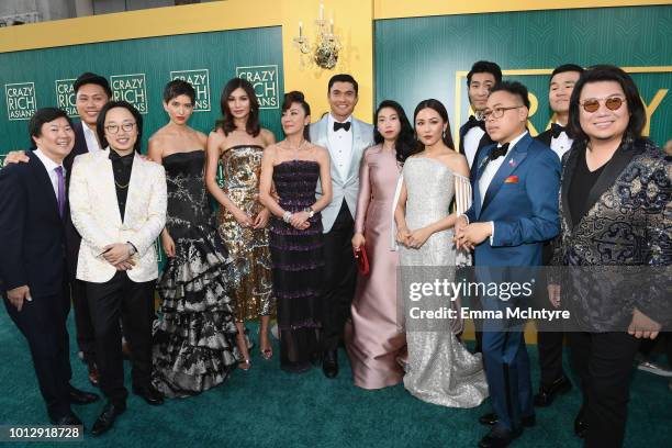 The cast of "Crazy Rich Asians" Ken Jeong, Jon M. Chu, Jimmy O. Yang, Sonoya Mizuno, Gemma Chan, Michelle Yeoh, Henry Golding, Awkwafina, Constance...