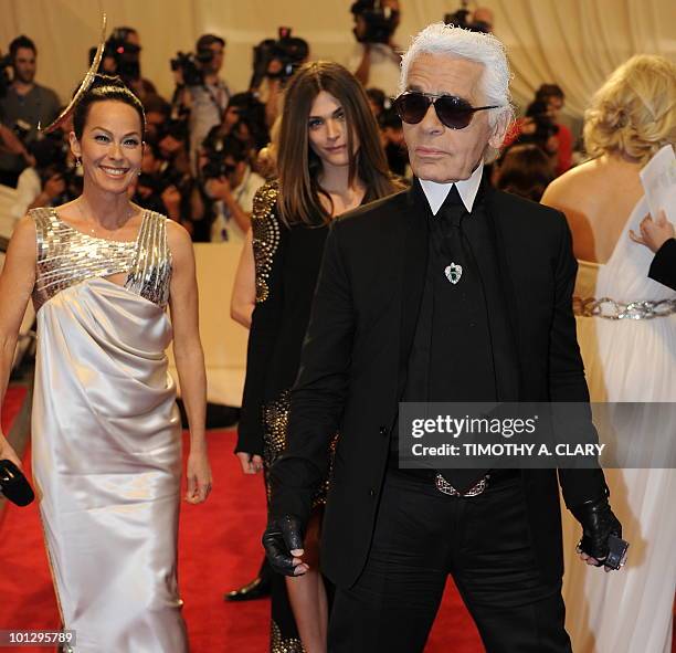 Designer Karl Lagerfeld attends the Costume Institute Gala Benefit to celebrate the opening of the 'American Woman: Fashioning a National Identity'...