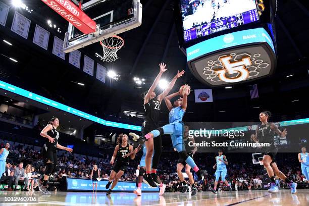Angel McCoughtry of the Atlanta Dream shoots the ball during the game against the Las Vegas Aces on August 07, 2018 at McCamish Pavilion in Atlanta,...