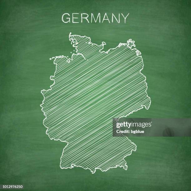 deutschland karte gezeichnet auf tafel - tafel - symbols on old maps stock-grafiken, -clipart, -cartoons und -symbole