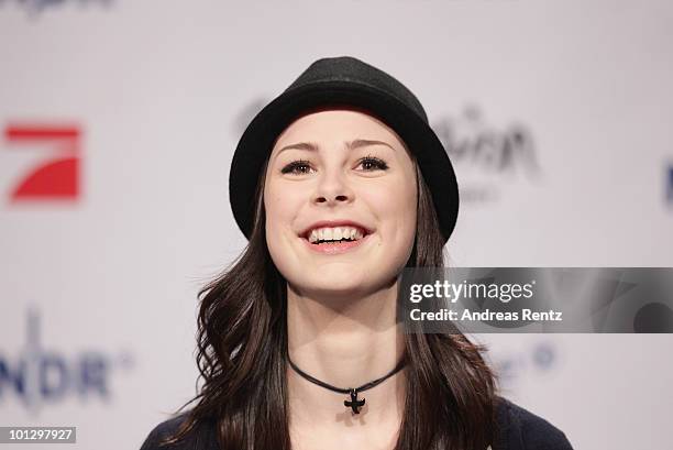 Lena Meyer-Landrut, winner of the Eurovision Song Contest 2010 attends a press conference on May 31, 2010 in Cologne, Germany. The 19-year-old Lena...