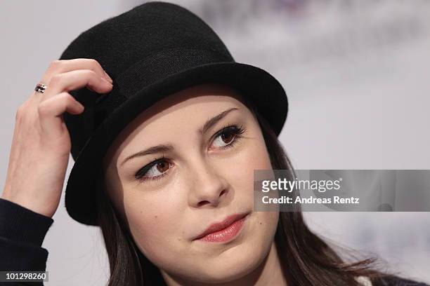 Lena Meyer-Landrut, winner of the Eurovision Song Contest 2010 attends a press conference on May 31, 2010 in Cologne, Germany. The 19-year-old Lena...
