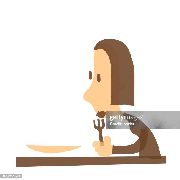 hungry person - empty plate white background stock illustrations