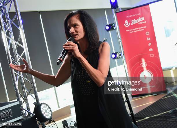 S Leslie Fram attends Change the Conversation - Slacker Radio #WCE: Country Launch Party at The Steps at WME on August 7, 2018 in Nashville,...