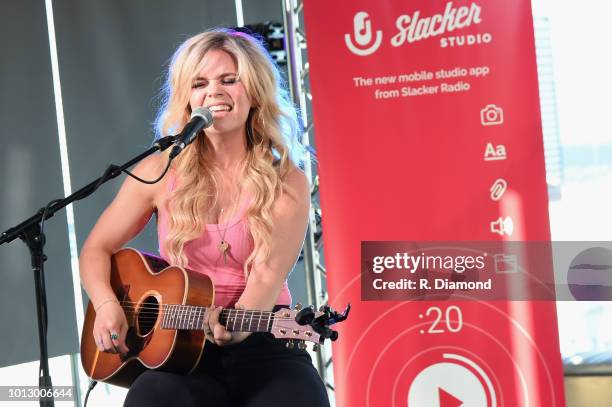 Singer/Songwriter Natalie Stovall performs during Change the Conversation - Slacker Radio #WCE: Country Launch Party at The Steps at WME on August 7,...