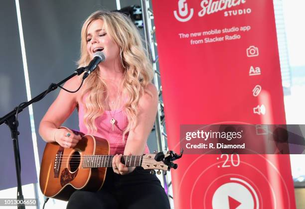 Singer/Songwriter Natalie Stovall performs during Change the Conversation - Slacker Radio #WCE: Country Launch Party at The Steps at WME on August 7,...