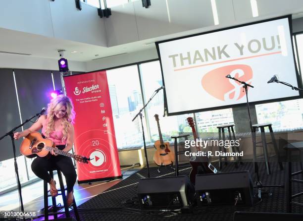 Singer/Songwriter Natalie Stovall performs during Change the Conversation - Slacker Radio #WCE: Country Launch Party at The Steps at WME on August 7,...