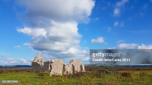 derrynaflan church and peat bog landscape - county westmeath stock pictures, royalty-free photos & images